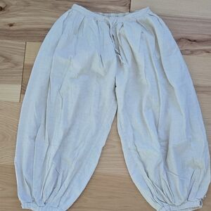 100% Cotton Cream Elastic Drawstring Waist Pants